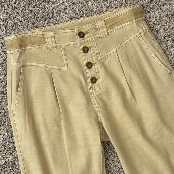 Sundance Quinn Linen Tencel High Rise Boho Causal Pants Tan Size 4 - Picture 3 of 7